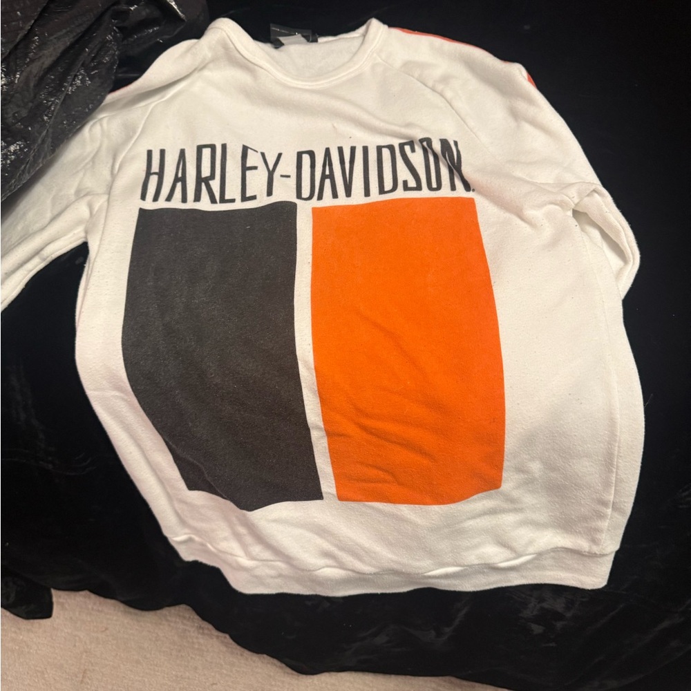 Harley-Davidson museum White Sweatshirt with Black and Orange